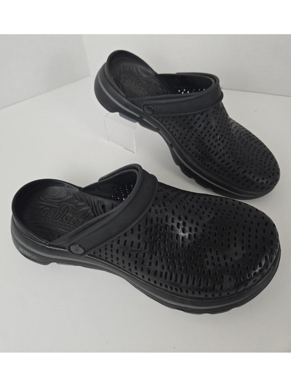 Skechers Cali Gear Black Ultra Go Sling Back Slide On Clogs Sz 8 Medical Summer